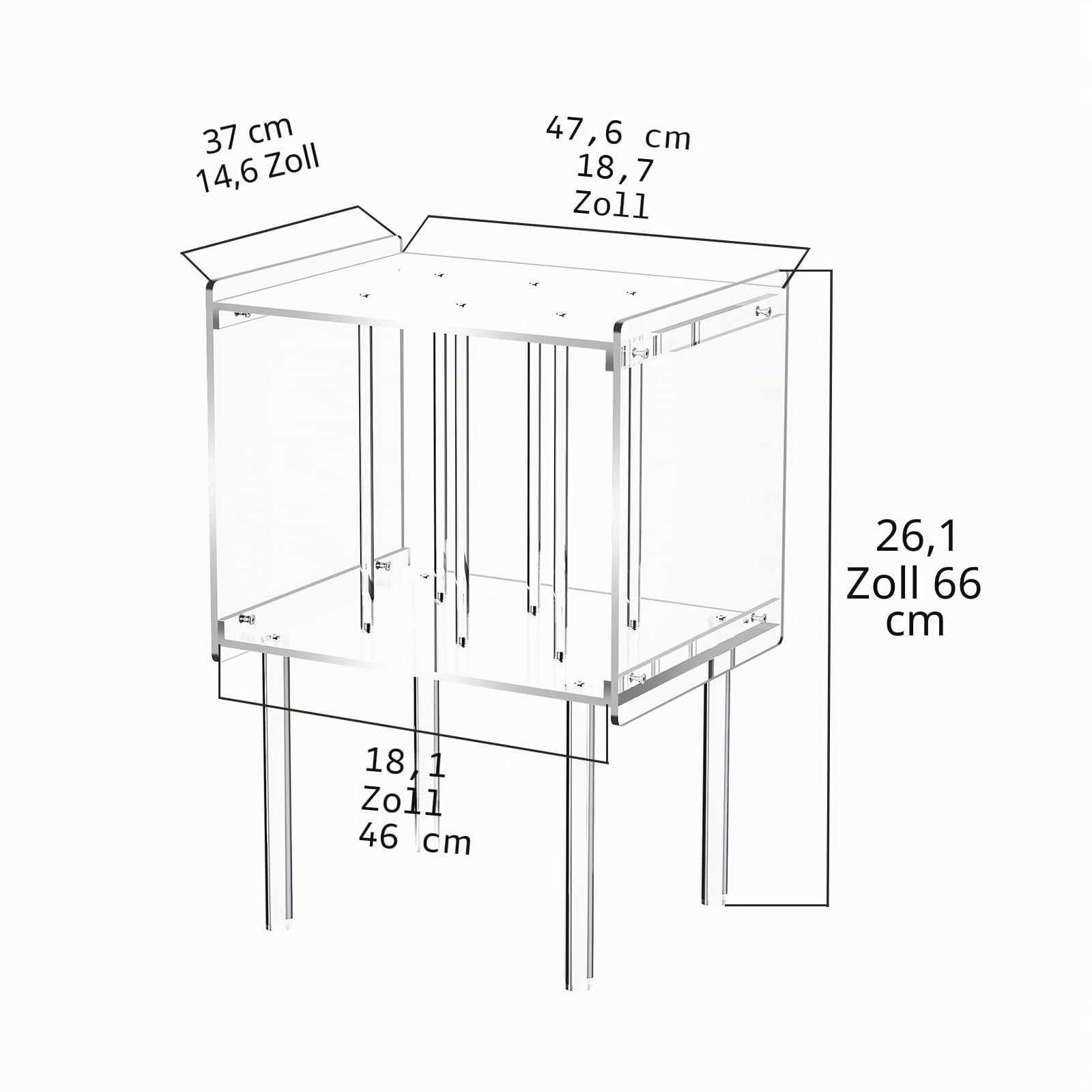 Plattenspieler Regal Acryl, 46 x 37 x 66 cm, Transparent | Acryl Transparent, Plattenspieler Tisch, Schallplatten Aufbewahrung Ständer Regal