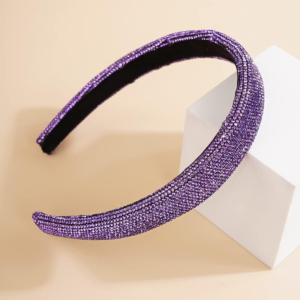 Wiwpar Rhinestone Headbands for Women Rhinestone Head Bands Wide Sparkly Hair Hoop Headbands Party Hair Accessories Purple (Style 2) - Image 5