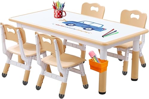 Mesa y sillas para niños, Mesa y sillas para niños, Mesa y sillas para niños, Mesa para niños (4 sillas), Conjunto de mesa y silla para niños de 5 a