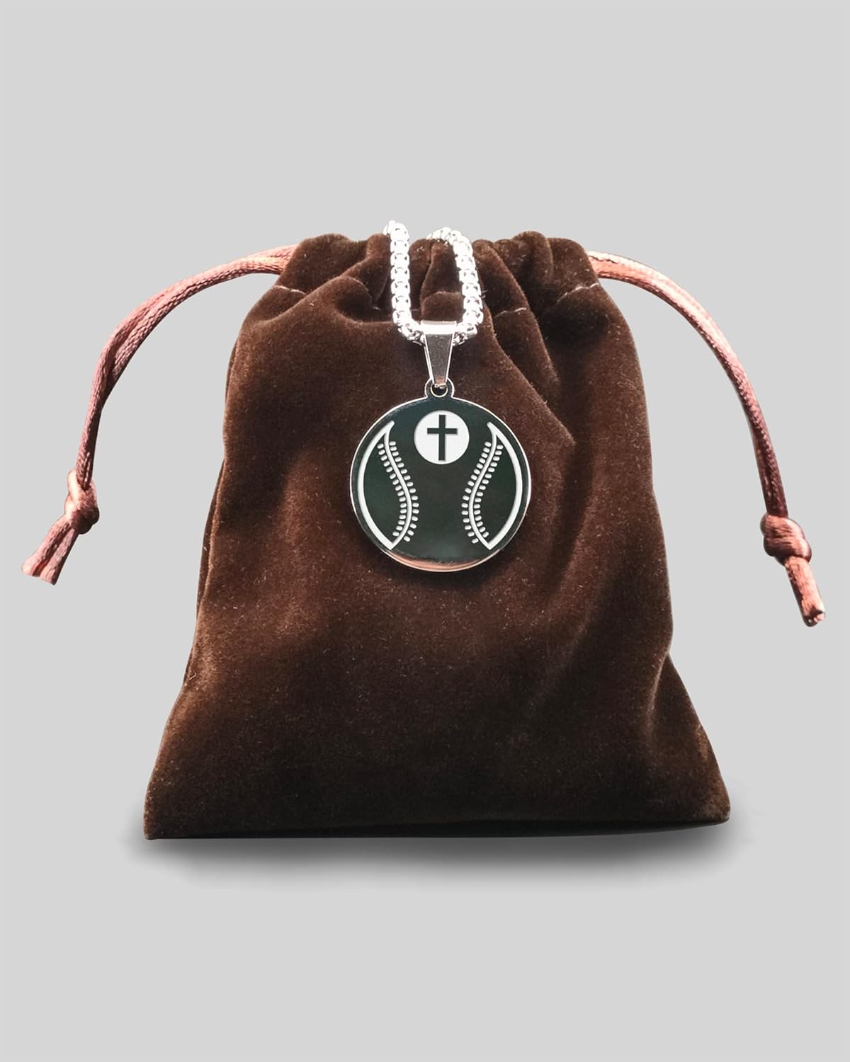 VIMIEW American Flag Baseball Necklace,Football Basketball Soccer Volleyball Baseball Athletes Sports Cross Pendant Necklaces Bible Verse Luke 1:37 Jewelry Gift for Men Women Teens,Team Coach Gifts. - Image 5