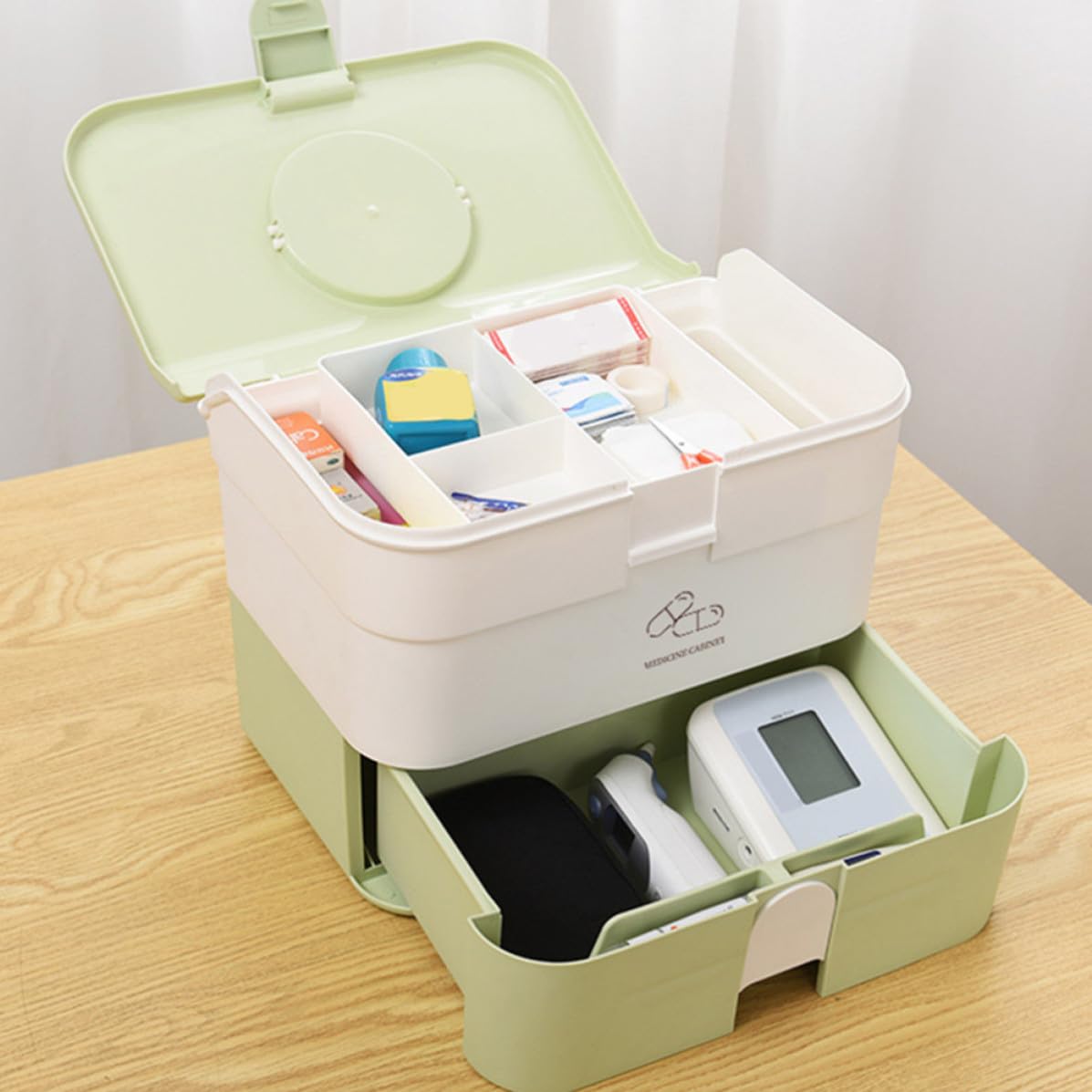 GALPADA Botiquín Portátil Multicapa para Primeros Auxilios Diseño de Doble Asa y Material Pp, Caja de Almacenamiento Médica Ligera Gran Capacidad para Uso en Casa y Viajes al Aire Libre