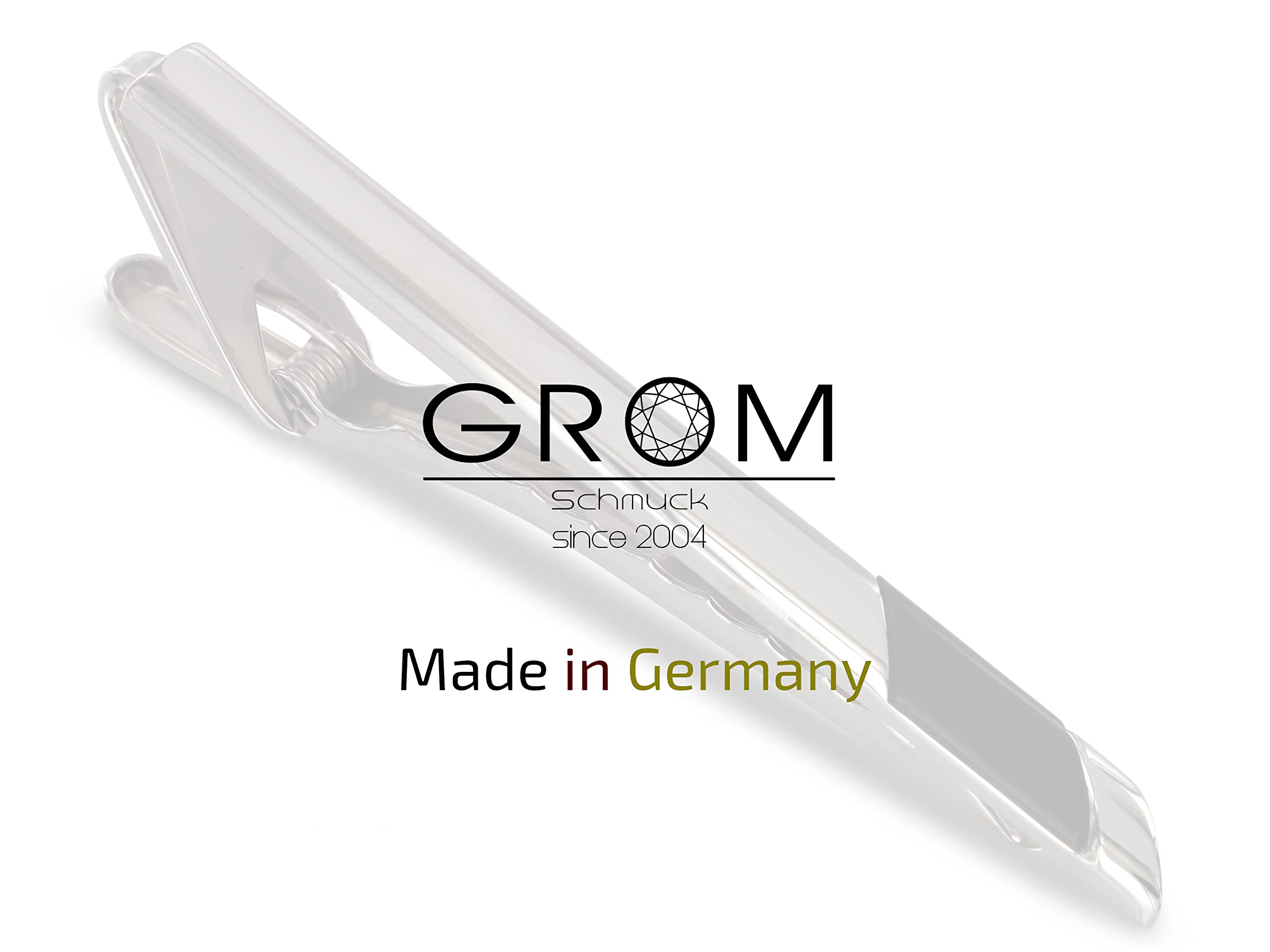 Grom Gravur Krawattenklammer/Krawattennadel Silber Onyx-Stein