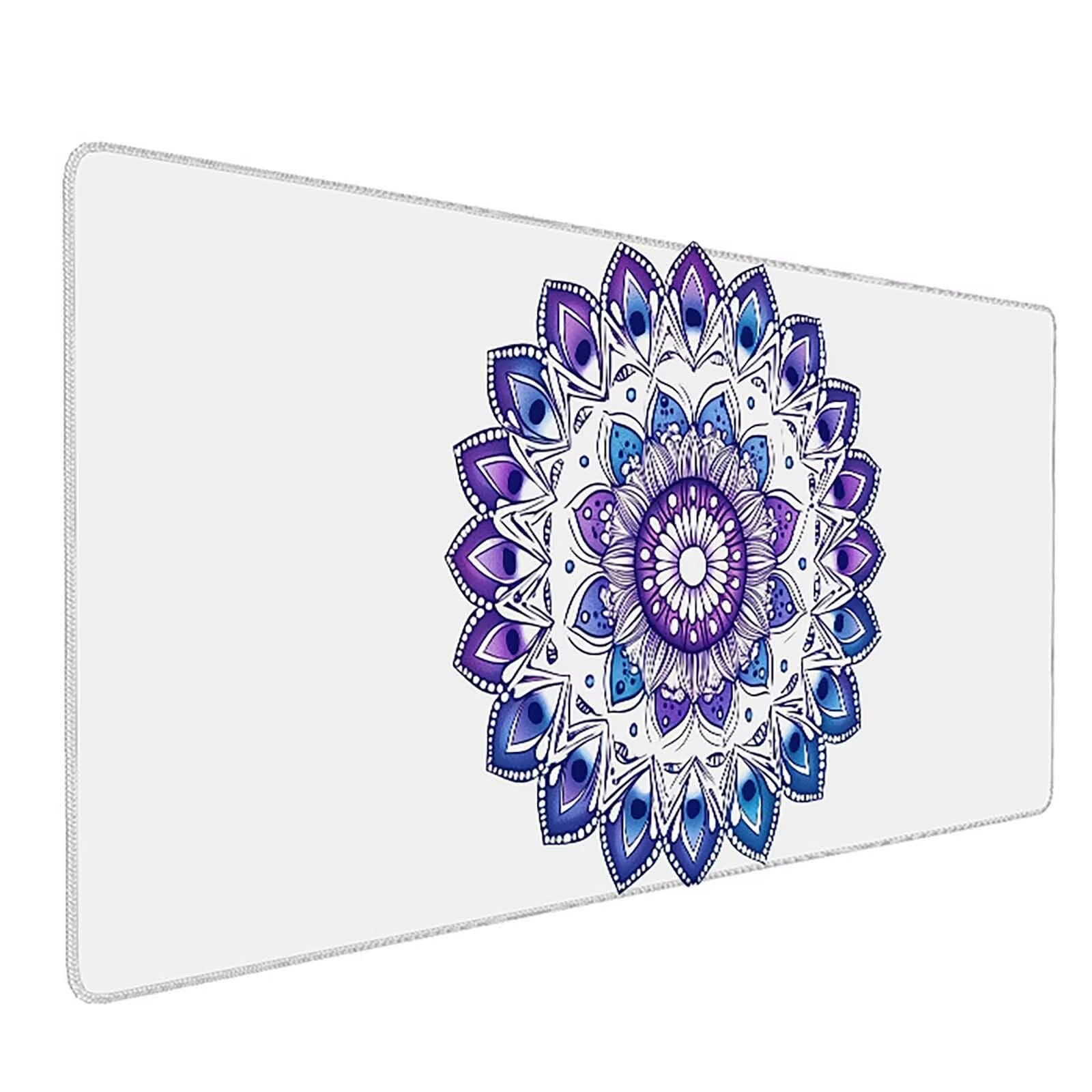 Tapis de souris XXL imperméable blanc protège bureau motif Mandala chic - 8