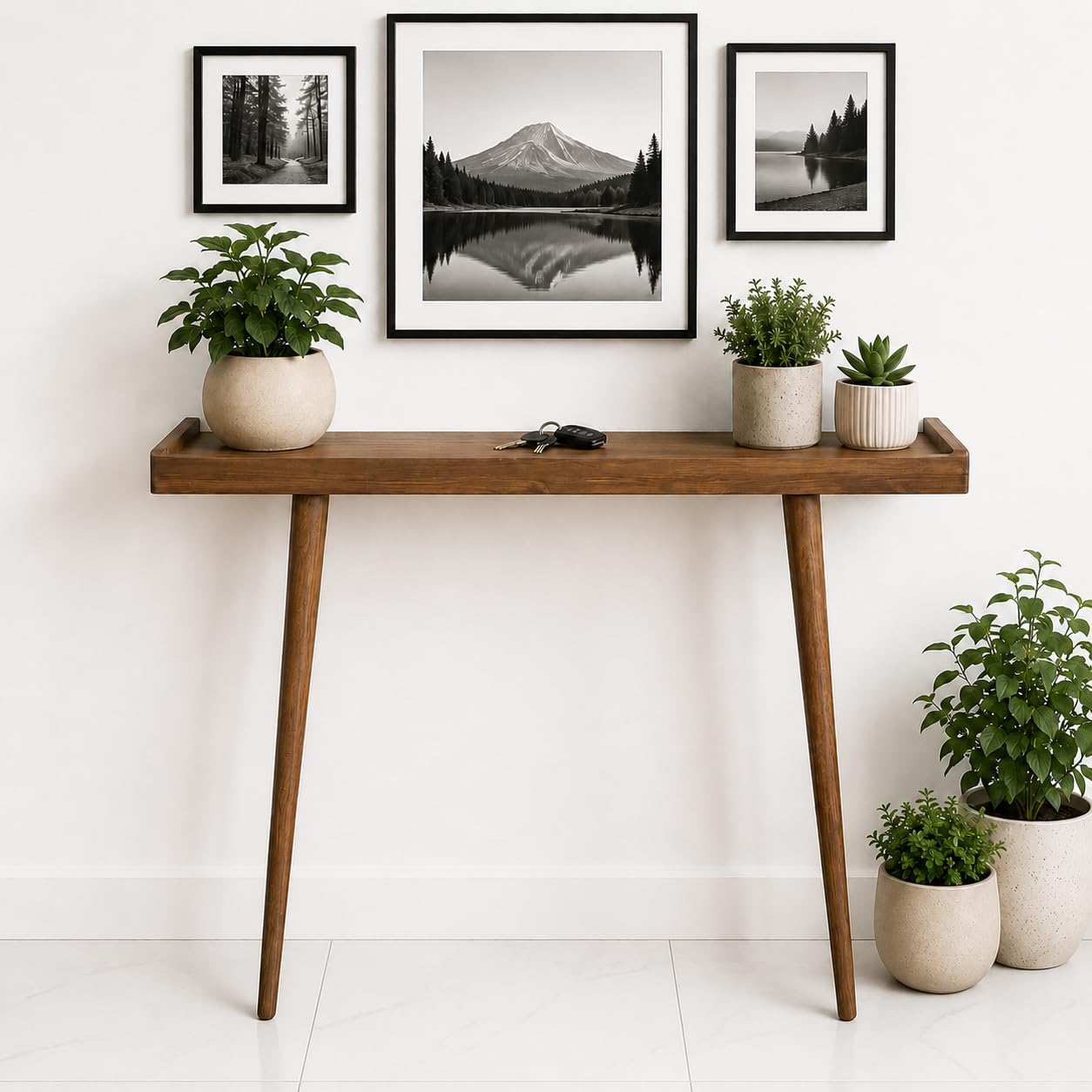 Craftsline 80cm Long Wooden Console Table for Living Room | Side Entrance Table for Home (80x20x80cm) 1