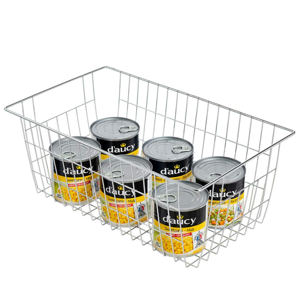 Metalldrahtkörbe mit Griffen Chrom 2 Stück Aufbewahrung Organizer für Küche Bad