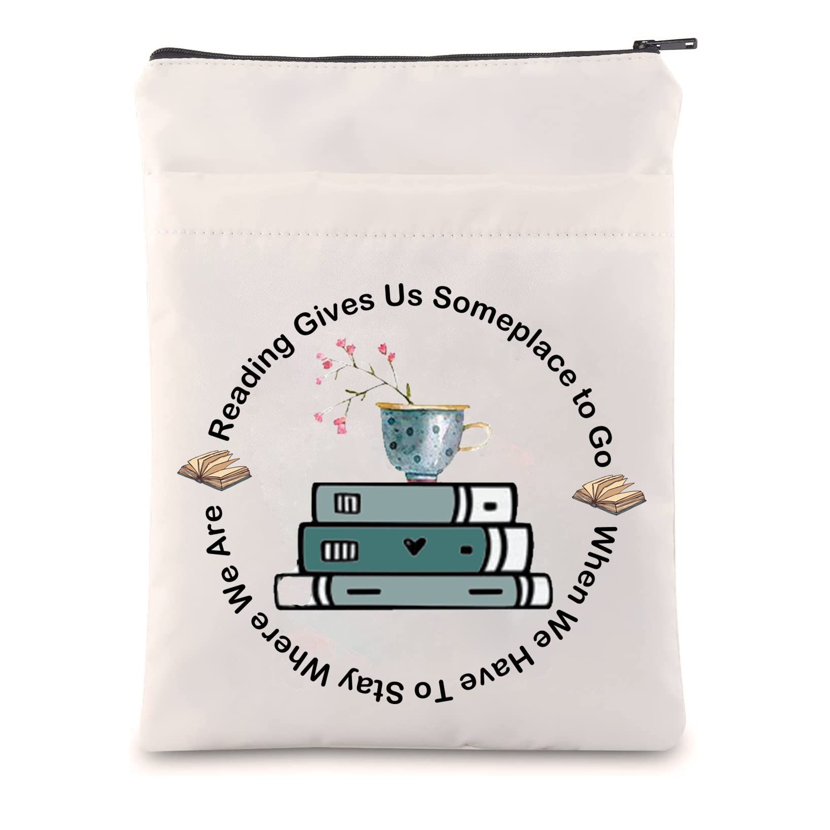 FEELMEM Funda impermeable de tela beige con cremallera, regalo ideal para gusanos de biblioteca