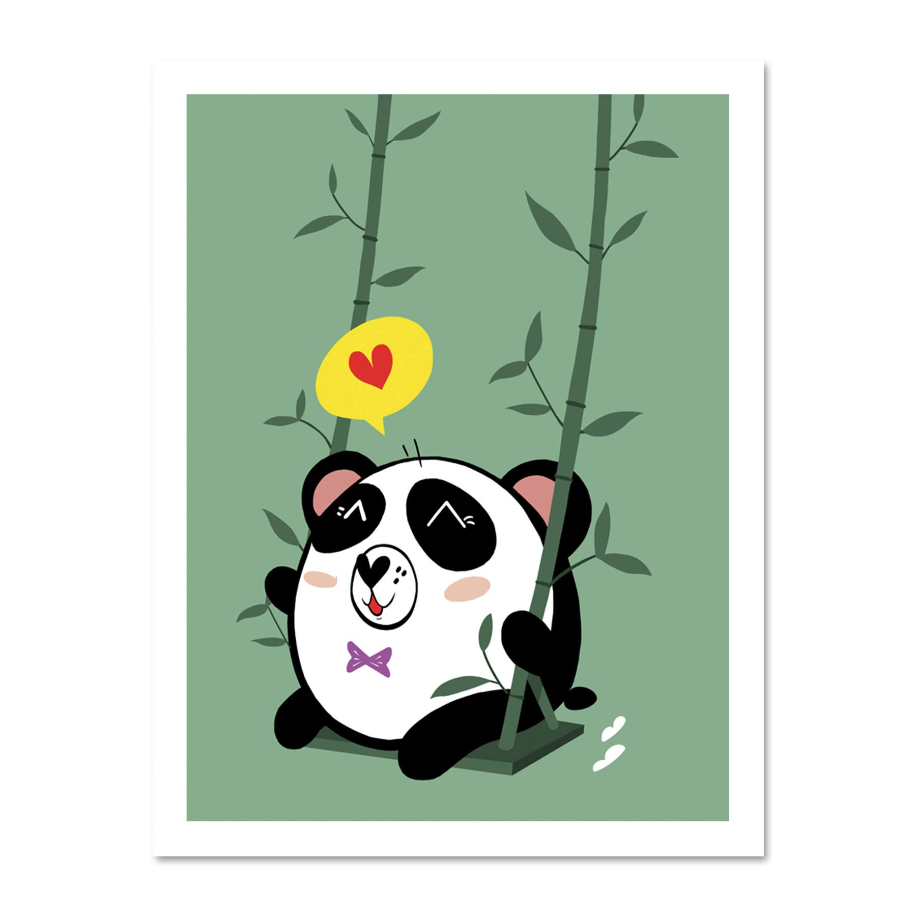 Wee Blue Coo Kawaii Panda Love Large Framed Art Print Wall Poster 18x24 inch