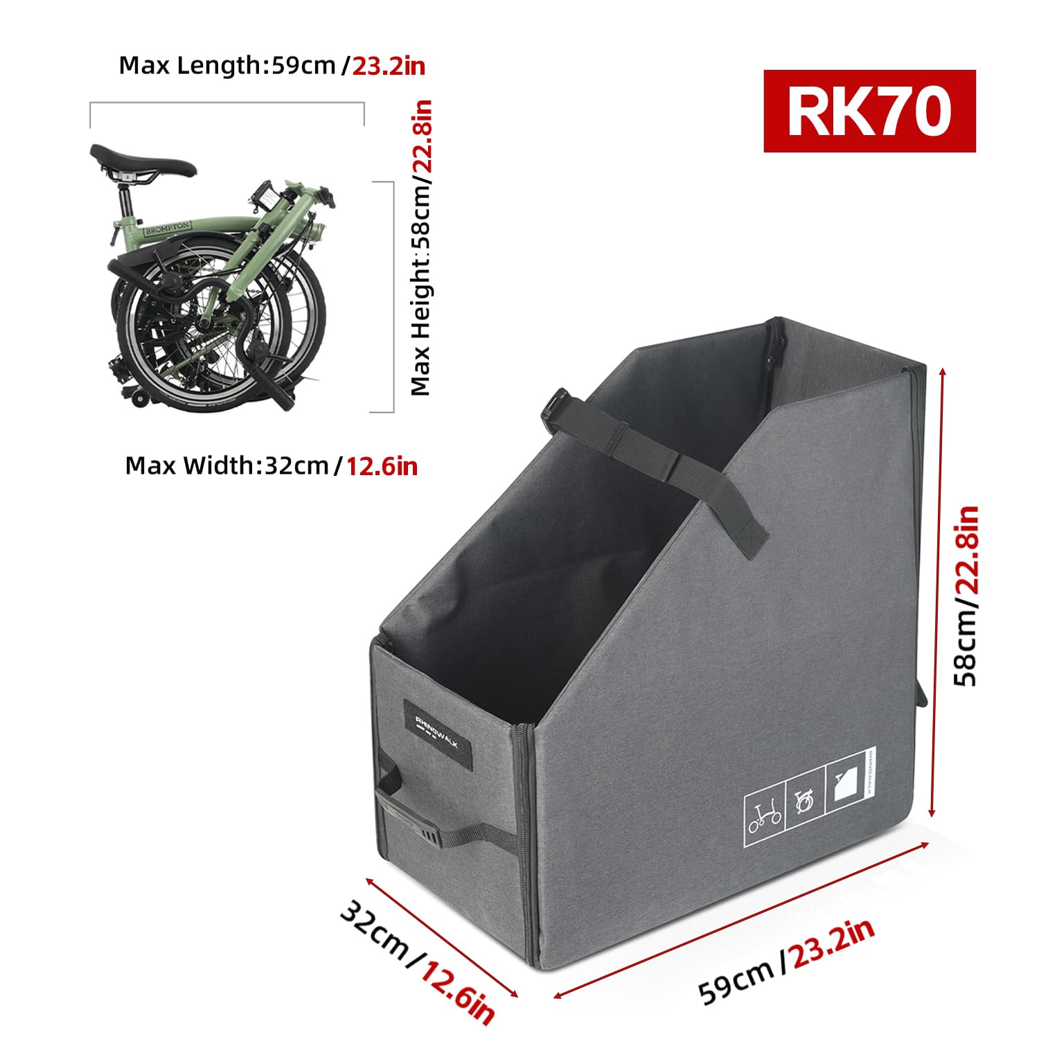 Rhinowalk Folding Bike Storage Box for Brompton Folding Bicycle