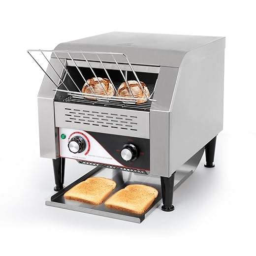 Dyna-Living Commercial Toaster 300 Slices/Hour Stainless Steel Restaurant Toaster Conveyor 2200W Heavy Duty Industrial Conveyor Toasters Bagel Toaster Conveyor Belt Toasters for Restaurant or Bakery