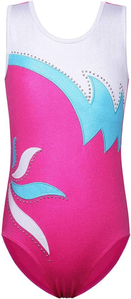 ZNYUNE Girls One Piece Blue Gradient Color Sparkle Leotard Dancing Ballet Gymnastics Athletic Leotards for Little Girl