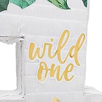 Vista 5 de BLUE PANDA Pull String - Pinata número 1 Wild One Safari Animals - Verde - 16.5 x 11.6 x 3 pulgadas - Centro de mesa de fiesta de la selva y diseño