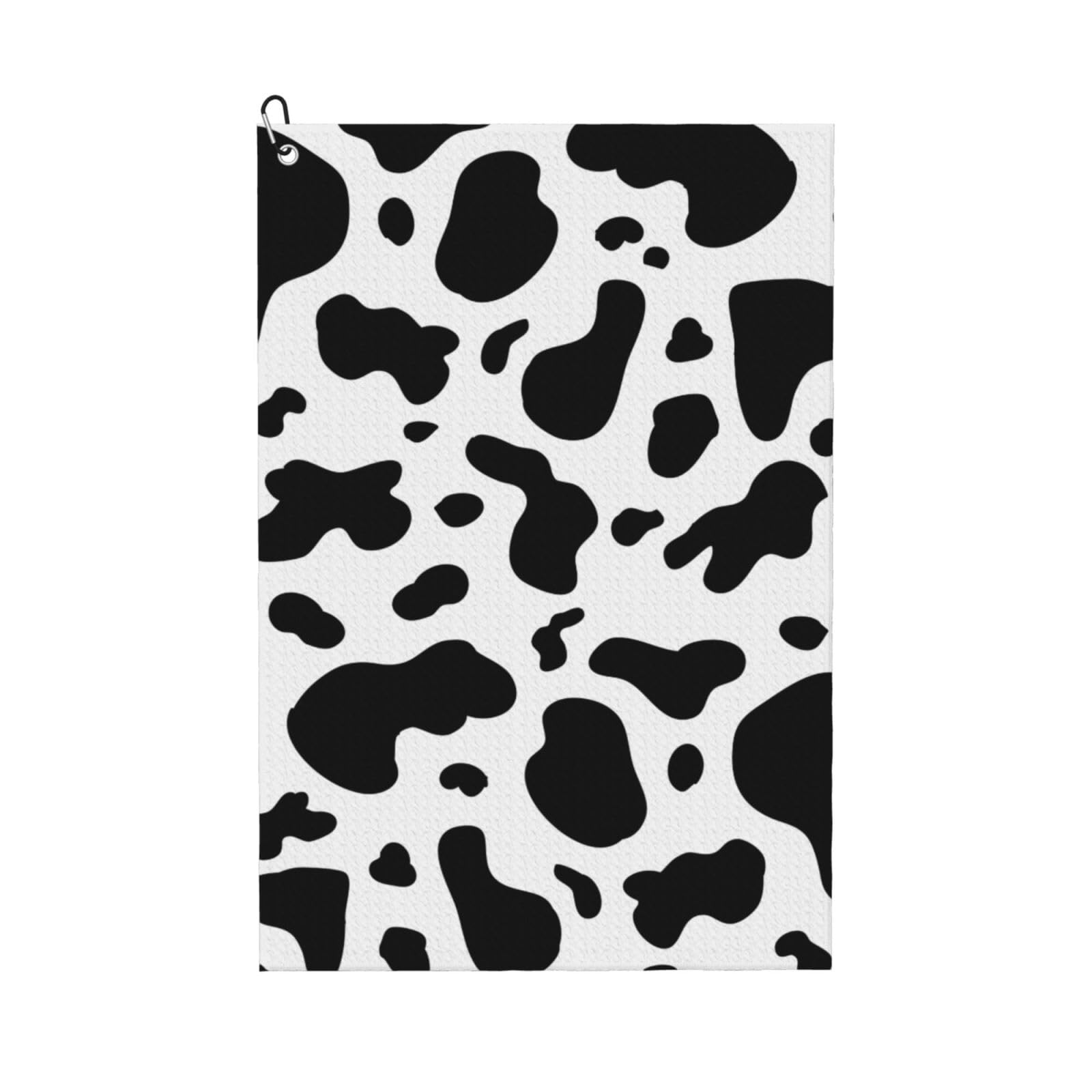 Hnnkloy Cow Spots, 16x24 in Portable Waffle Golf Towels with Carabiner Clip for Golf Bag