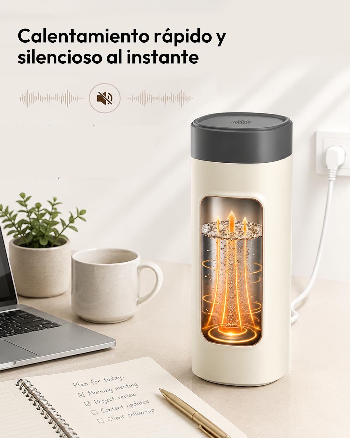 Maestri House Hervidor Eléctrico Portátil 550 ml, 6 Niveles de Temperatura, 400 W de Calentamiento Rápido, Acero Inoxidable 304, Antifugas, Ideal para Viajes, Hoteles, Oficina, Té y Café.