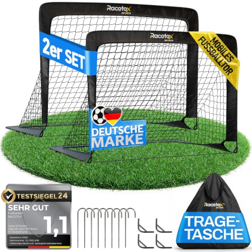 Racetex 2er Fußballtor Kinder Set Version mit verstärkten Glasfaserstange