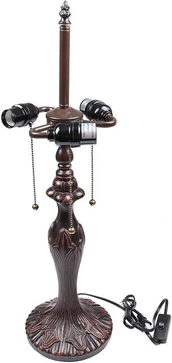 قاعدة مصباح طاولة معدنية عتيقة Bieye B10024 مع 3 مقابس إضاءة باللون البني، 7 بوصات Wx25 H