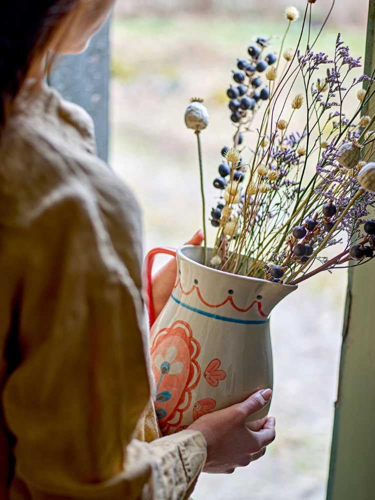 Bloomingville Odina Pichet naturel avec fleurs roses 3,3 l vaisselle