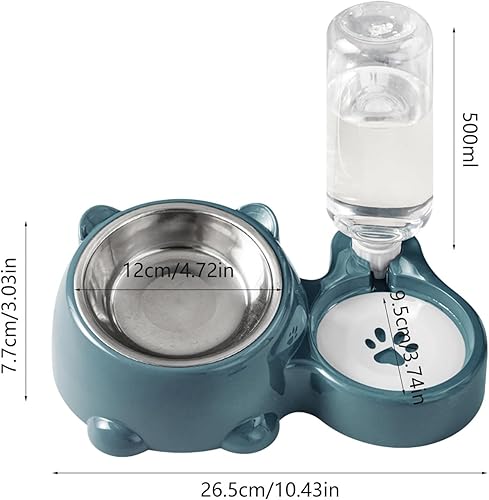 Miniatura 6 de Juego combinado de alimentador automático de mascotas y dispensador de agua dos en uno, dispensador de agua lavable para mascotas, gatos, perros y