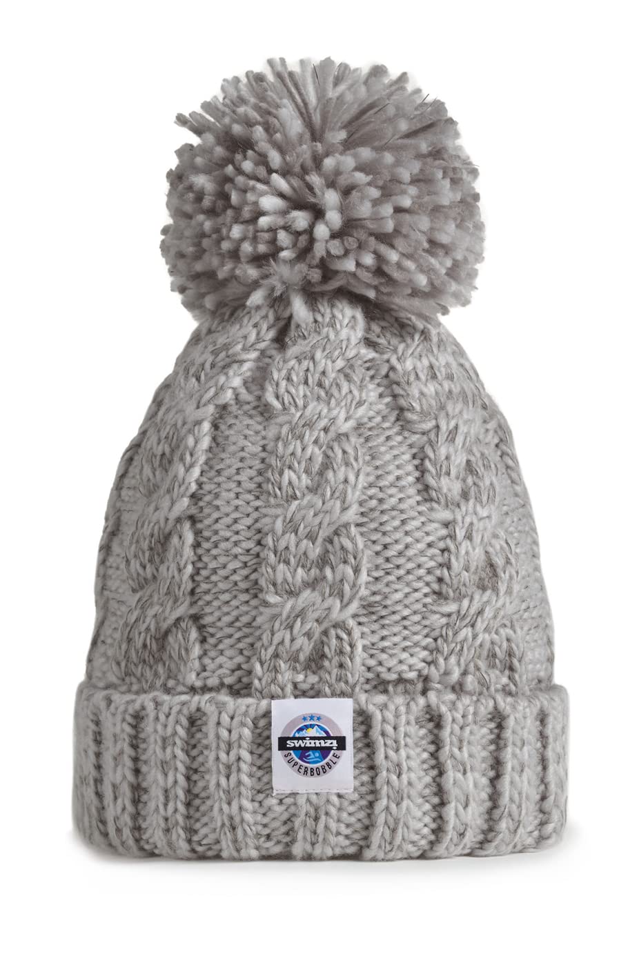 Superbobble Reflective Cable Knit Bobble HatSilver Grey from B&Q