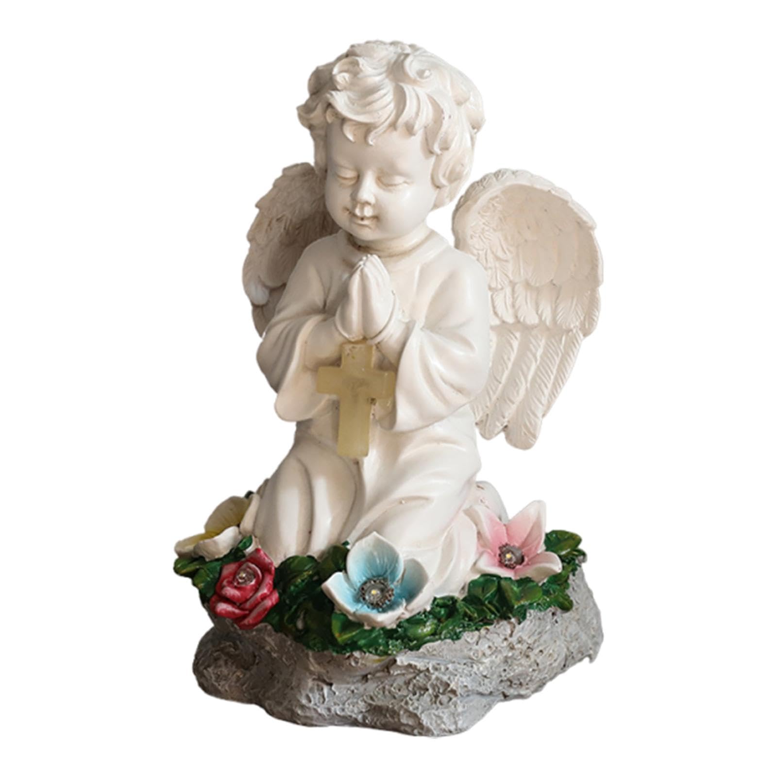 Statua di Angelo Alimentata Ad Energia Solare, Figura di Angelo Inginocchiato E in Preghiera, Decorazione da Giardino per Patio, Giardino, Festa di in