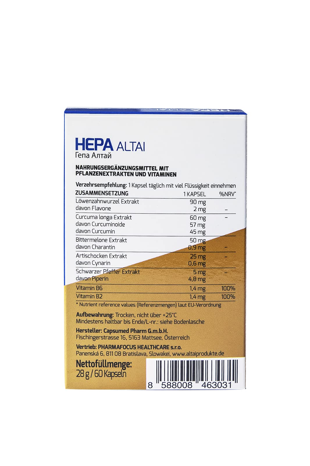 Hepa Altai - Leberschutz, viszerales Bauchfett, 4-Monatspackung, 120 Kapseln