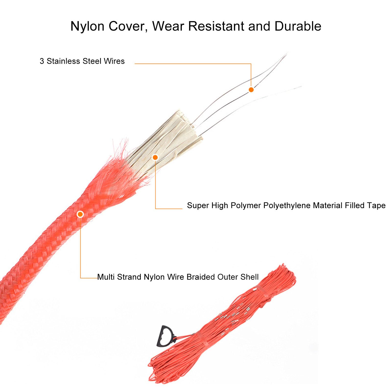 Keenso Corde de Mesure en Fil d'acier 100M, Corde de Mesure de Puits Profond, Flexible et Durable pour Les Projets Ferroviaires et de Construction