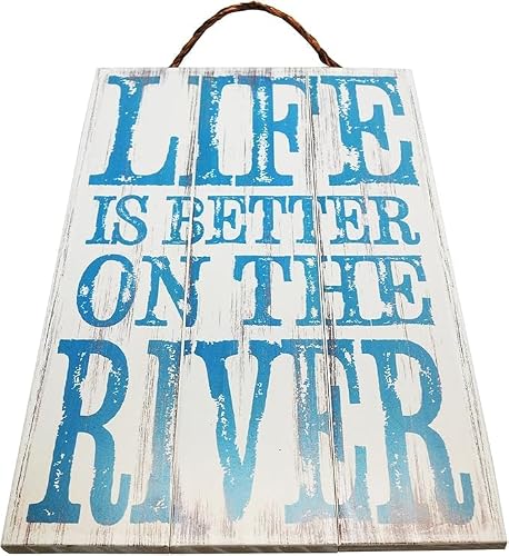 Rustic Wooden Signs Life Is Better On The River Sign Wall Art Decor Kitchen Cafe Pub Decor Gift 8x12 INCH