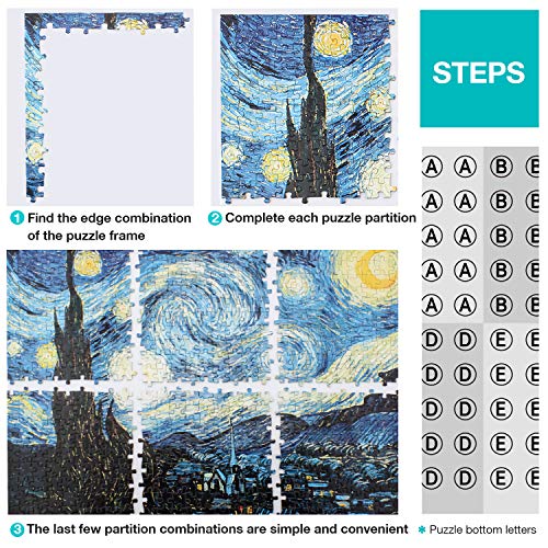 HOMOFY Puzzles for Adults(1000Pcs x 2) Jigsaw Puzzles for Adults Large Jigsaw Puzzle Space&Starry Night 19.7"x29.5" with 2 Colorful Poster Challenging Puzzle Toy Gift for Kids Age 3+