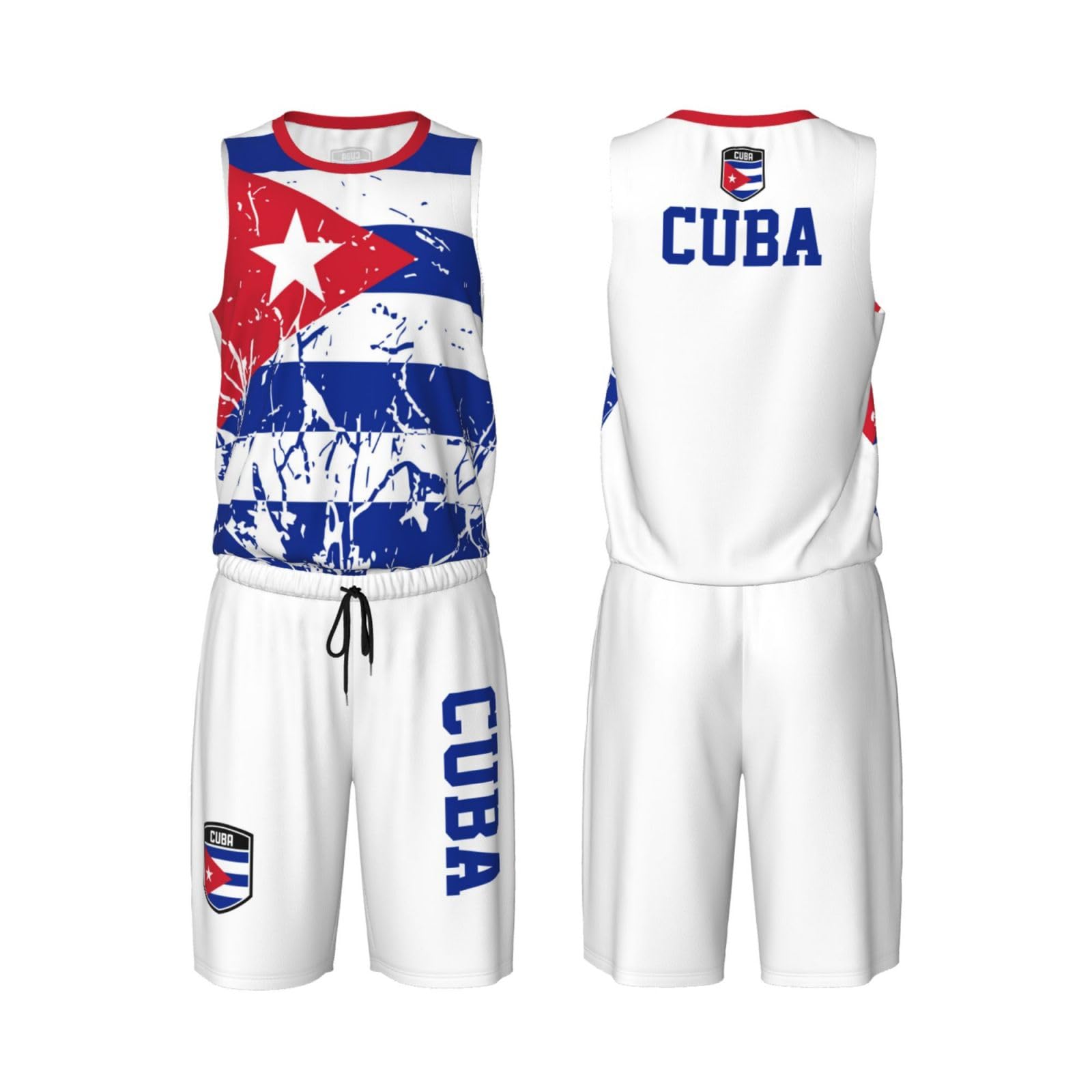 Cuba Flag (1) Basketball Jersey Uniform Suit for Men Adults Training Athletic Set
