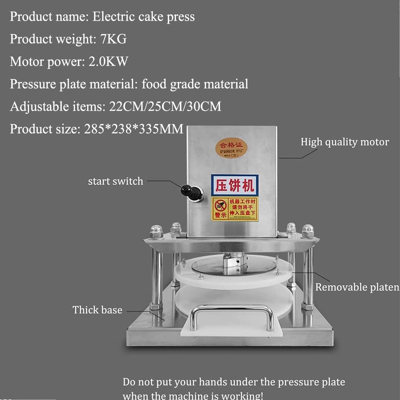 Máquina Eléctrica Rodillo De Masa, Máquina Prensadora De Masa para Pizza, Laminadora De Rodillo Comercial, Presión 2000n, 400 Piezas De Masa por Hora, para Masas De Pizza Y Carne 22cm