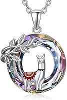 Vista 1 de Dreamboat Alpaca Pendant Necklace Llama Necklaces Sterling Silver Crystal Heart Necklaces for Women Mama Necklace Animal Necklace Mother Daughter