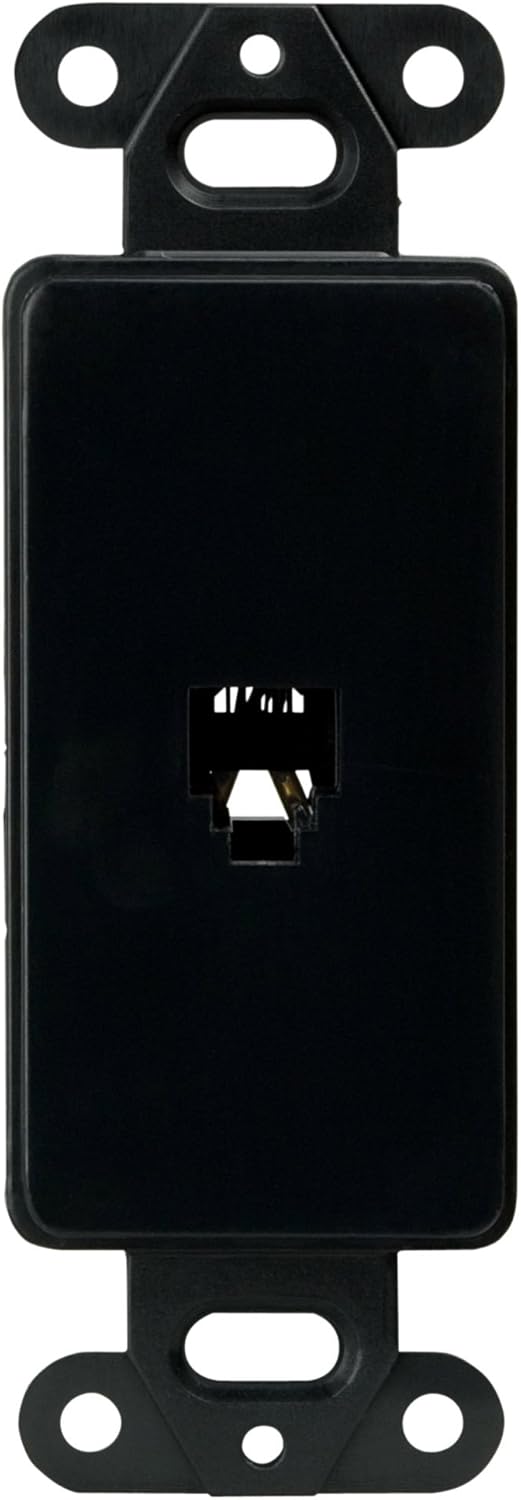 Eaton 3560-4BK-SPL Decorator Mounting Strap Insert with 4-Conductor Telephone Jack, Black