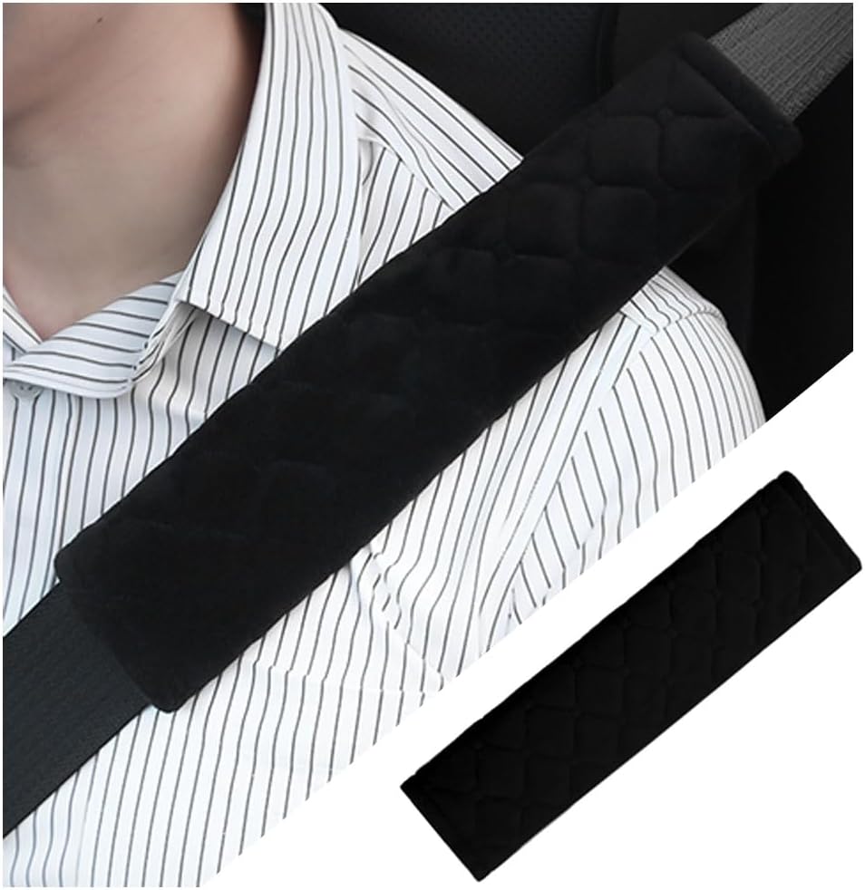 Aokdom 2pcs Soft Fluffy Seatbelt Covers Close Shoulder Protection,Comfortable Car Interior Accessories,Cars Trucks SUV Driving Car Seatbelt Pads,Car Supplies Suitable for Men and Women (Black/2pcs)