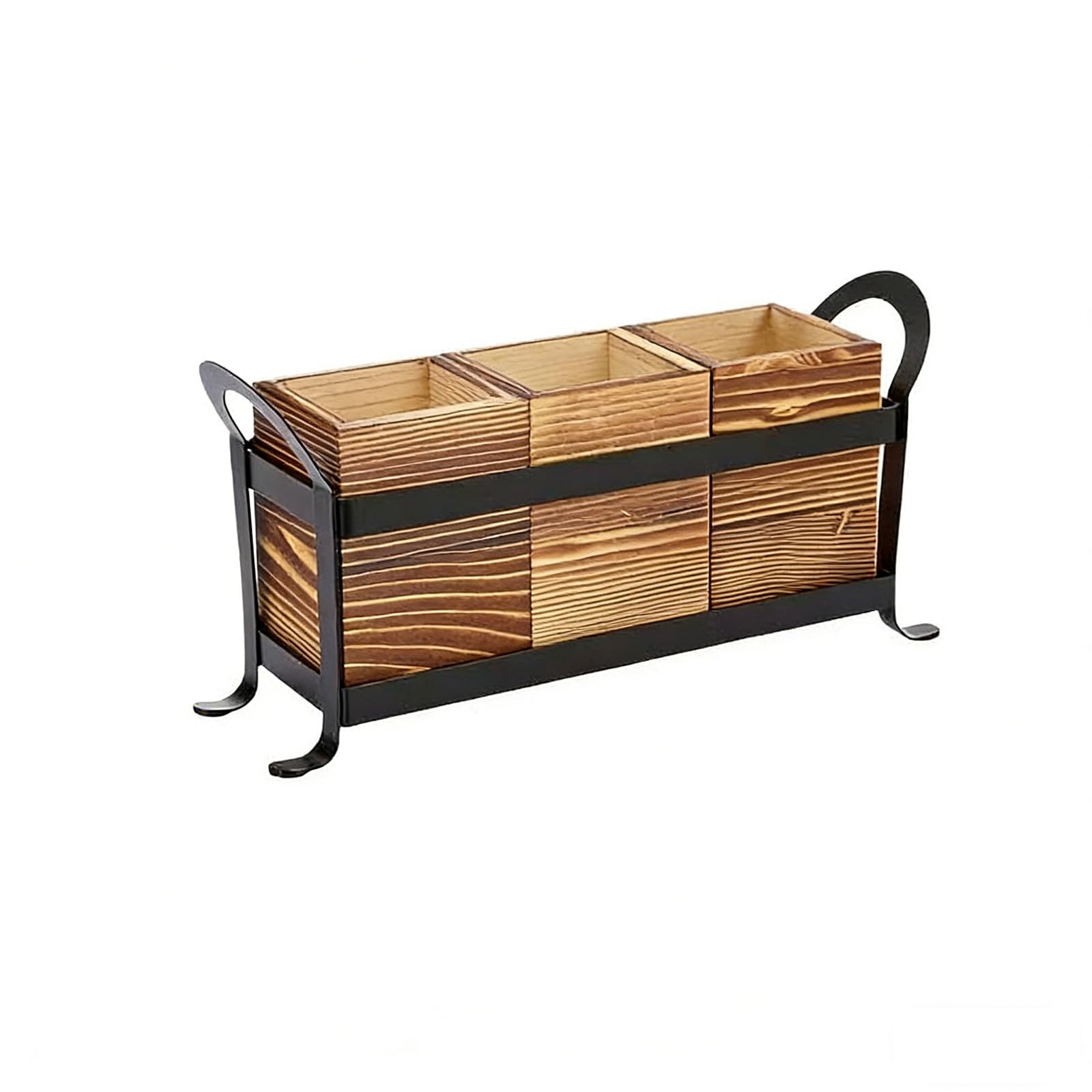 Shurhome Compact Wooden Holder for Kitchen Cutlery and Makeup Brushes Providing Several Storage Sections Sturdy Wooden