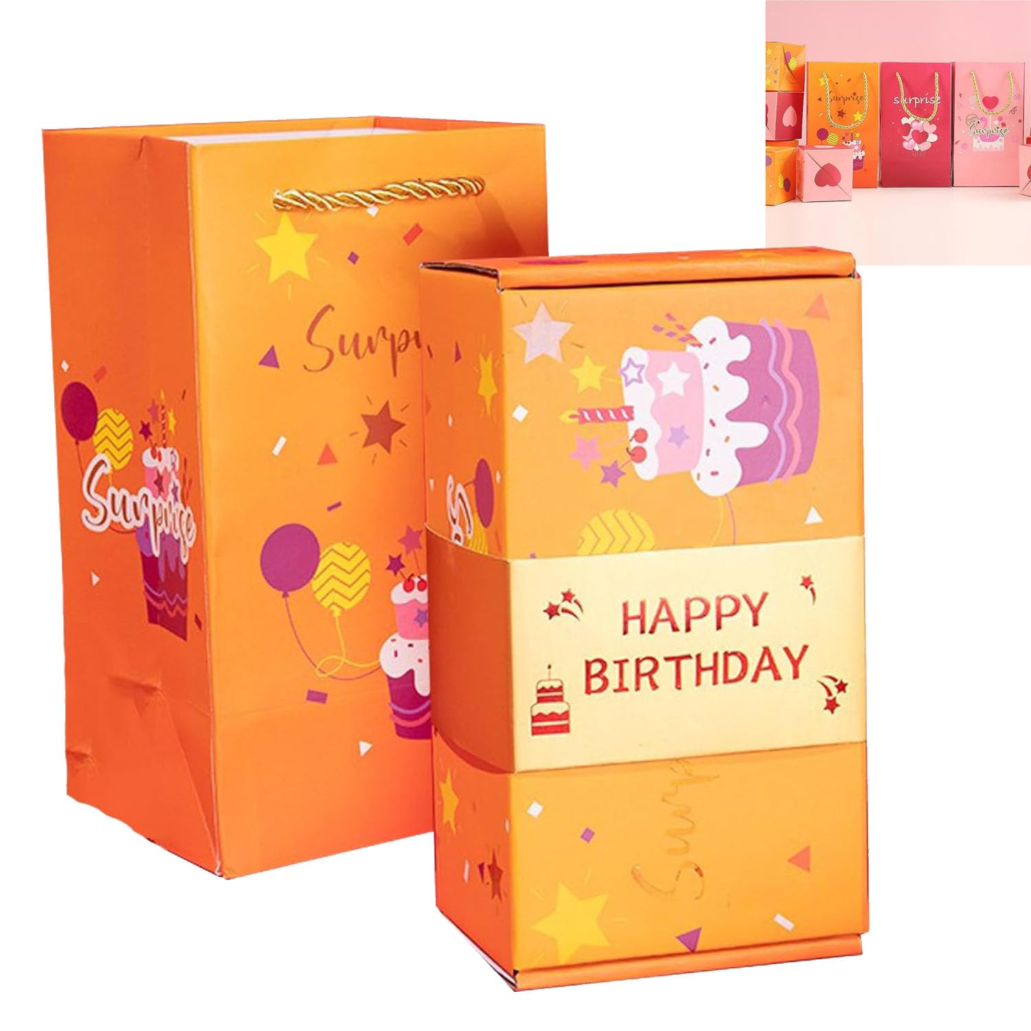 Joyjoyset - Surprise Gift Box Set, Creative Pop up Explosion Gift Boxes, Gift Box Explosion for Birthday, Creative Surprise Exploding Box, Merry Christmas Surprise Gift Boxes (Happy birthday A)