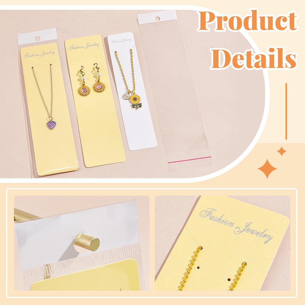 PH PandaHall 60pcs Jewelry Display Card 2 Style Necklace Display Cards Long Necklace Cards Jewelry Holder Cards with 60pcs Self-Seal Bags for Selling Small Business Necklace Long Earrings Display