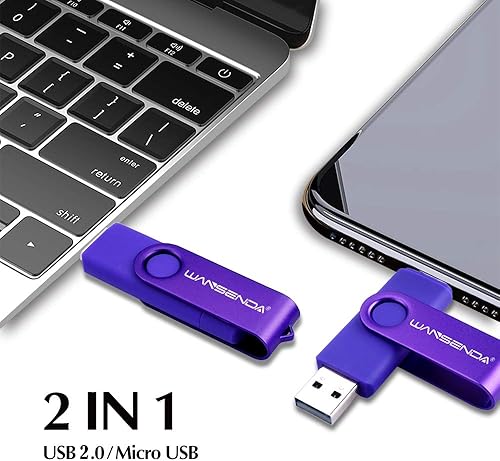 Miniatura 6 de WANSENDA OTG - Unidad flash micro USB 2 en 1 de 16 GB, 32 GB, 64 GB, 128 GB, 256 G, USB, para dispositivos Android, PC, tableta, Mac (64 GB, morado)