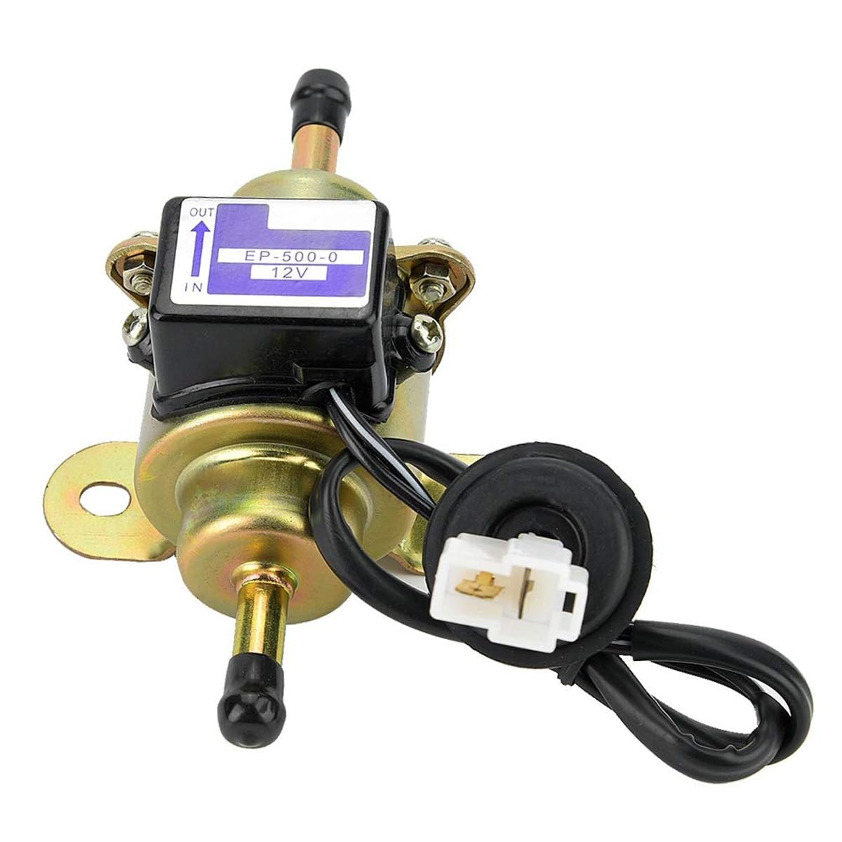 Ticha EP-500-0 Pompa carburante elettrica 12V, pompa diesel/benzina a bassa pressione per veicoli universali (nucleo in rame dorato, 0,032-0,045 MPa)