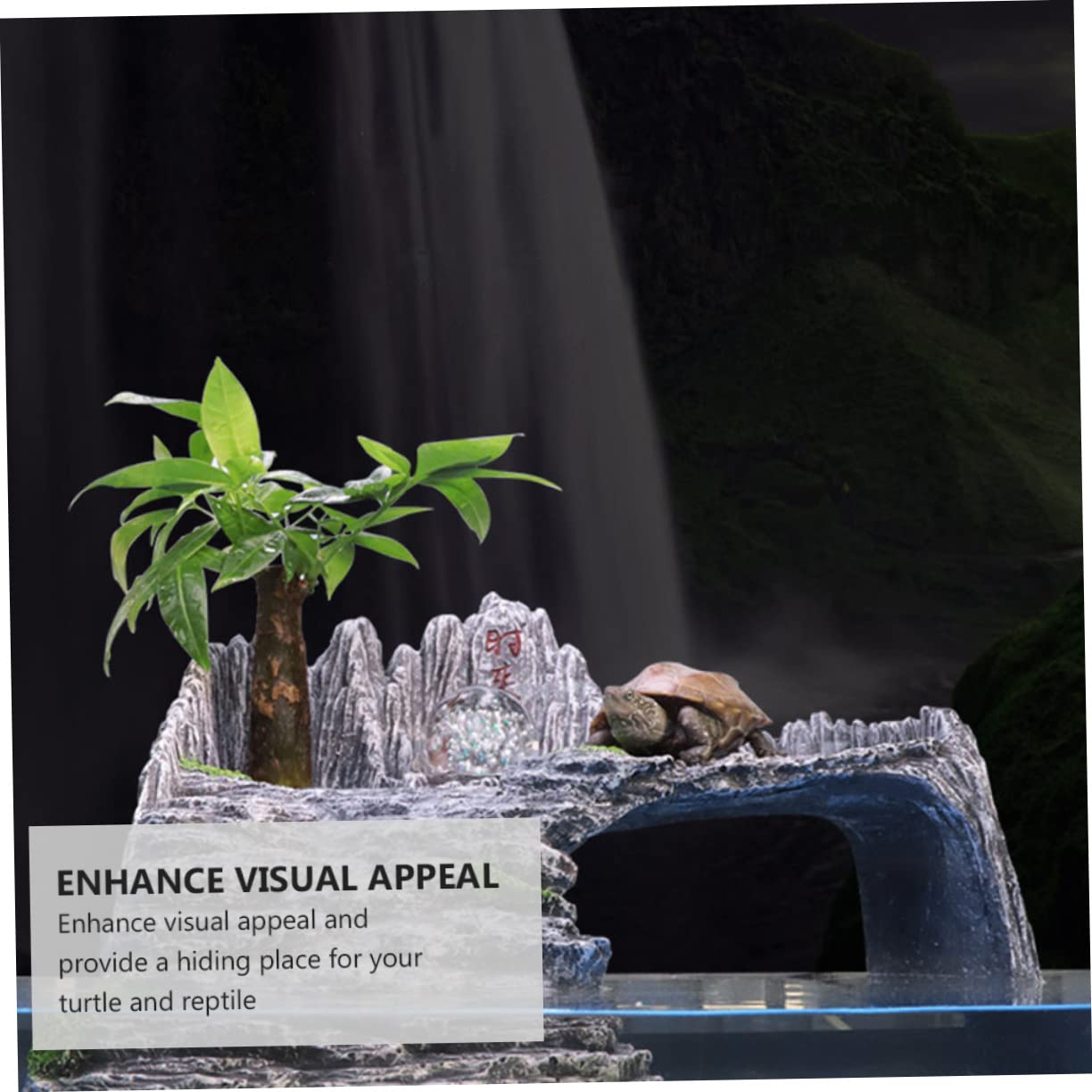 Terraza Solárium De Tortugas Plataforma Multifuncional para Acuario Adorno para Tortugas Oscuro para Hábitats Creativos De Acuarios Facilita El Acceso De Agua Su