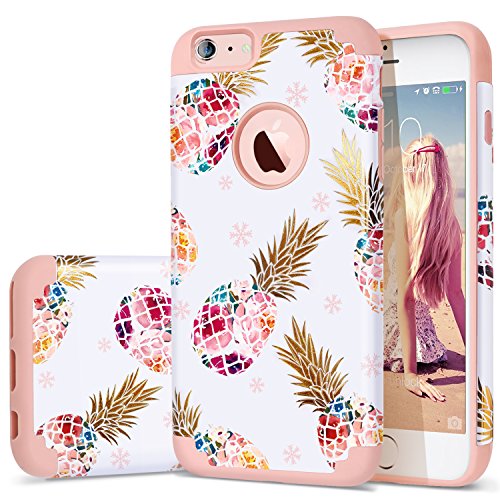 Fingic for iPhone 6S Plus Case,iPhone 6 Plus Case Pineapple,Ultra Slim Floral Pineapple Case Hard PC Soft Rubber Anti-Scratch Protective Case Cover for iPhone 6 /6s Plus(5.5