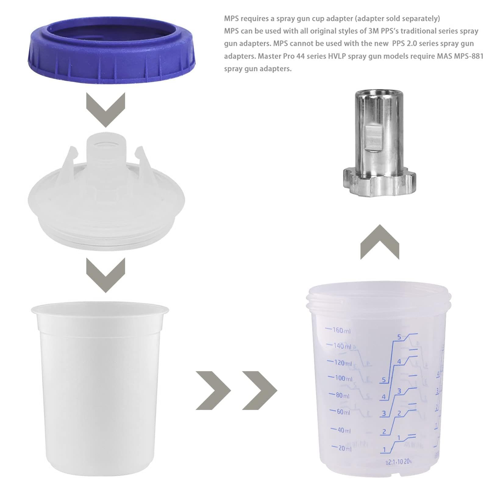 Lot de 50 tasses à mesurer avec couvercles pour mélanger la peinture avec