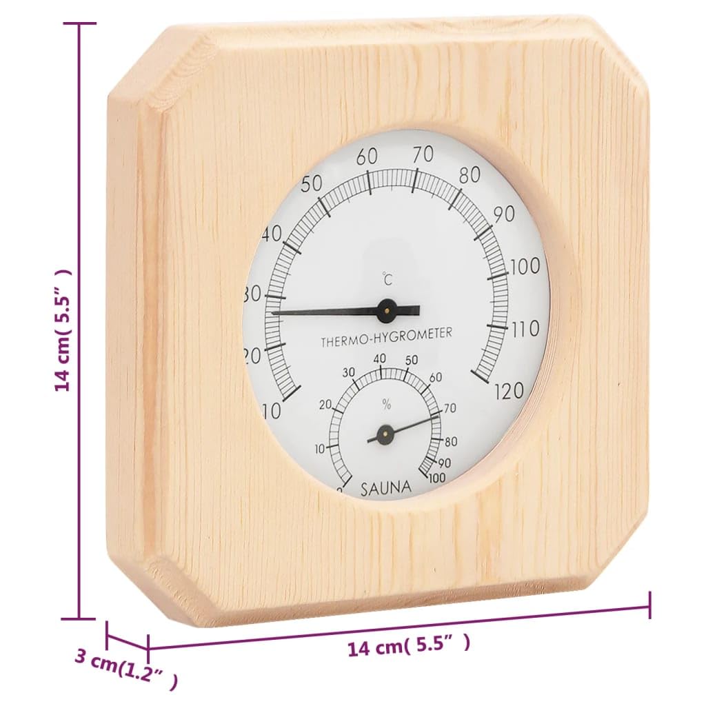 vidaXL 2-in-1 Sauna Hygrothermograph Sanduhr Set Saunazubehör Hygrometer Thermometer Saunauhr Klimamesser Glas Hitzebeständig Massivholz Kiefer