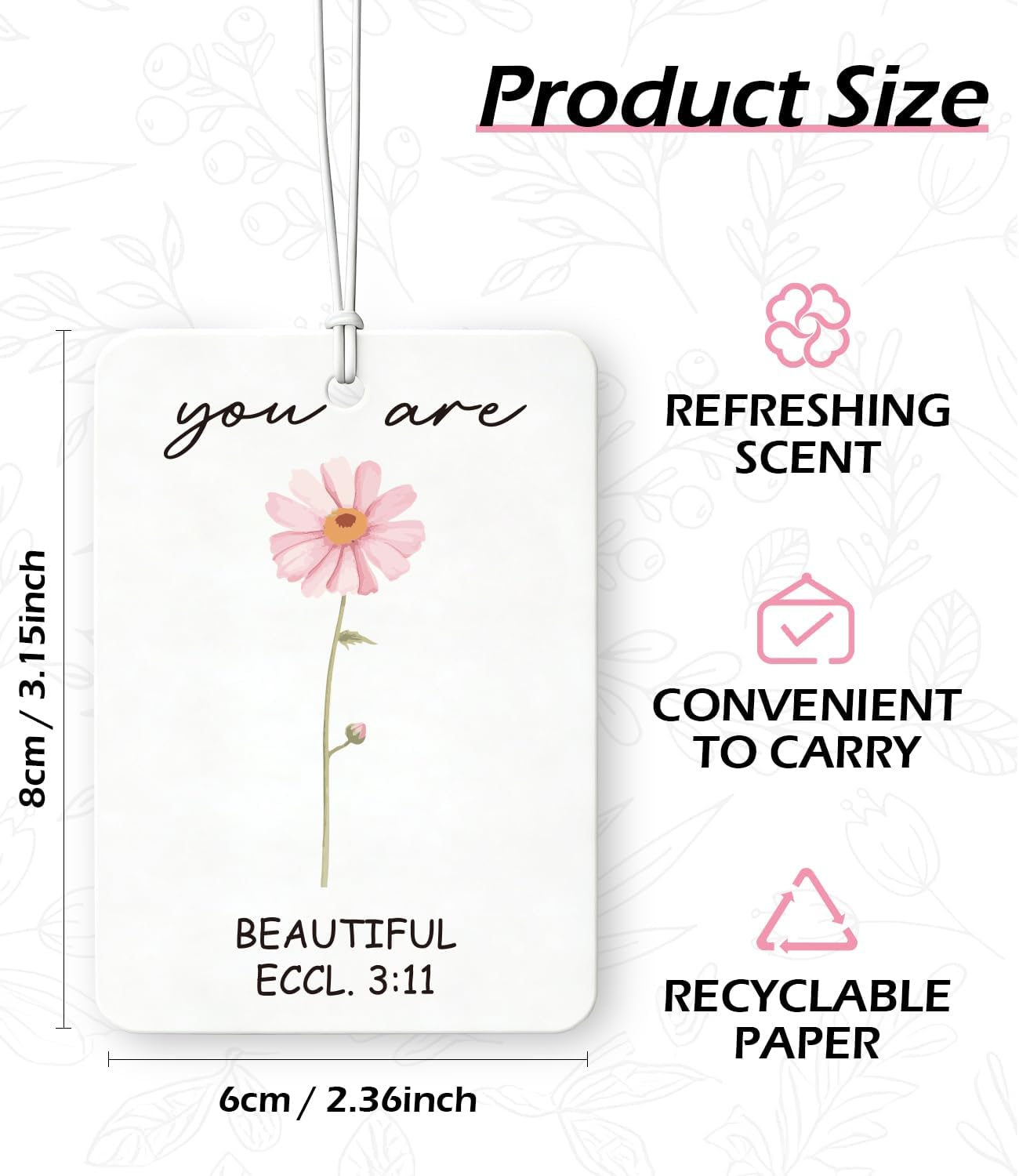 10PCS Christian Car Air Fresheners – Inspirational Floral Bible Verse Christian Car Accessories for Women – Car Mirror Hanging Accessories, Christian Gifts, Religious Gifts for Women image 2