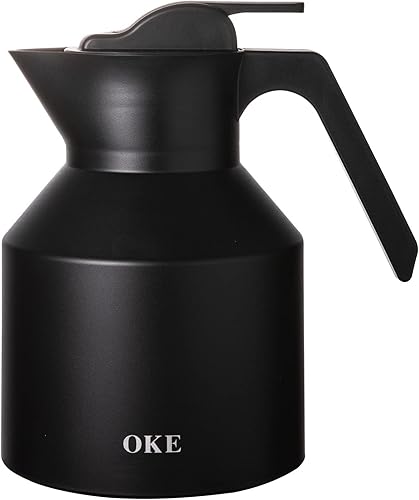 OKE - Jarra de café de 34 onzas, cafetera aislada con forro de vidrio las 24 horas de aislamientoenfriamiento, dispensación de un solo toque con OKE - Jarra de café de 34 onzas, cafetera aislada con forro de vidrio las 24 horas de aislamientoenfriamiento, dispensación de un solo toque con