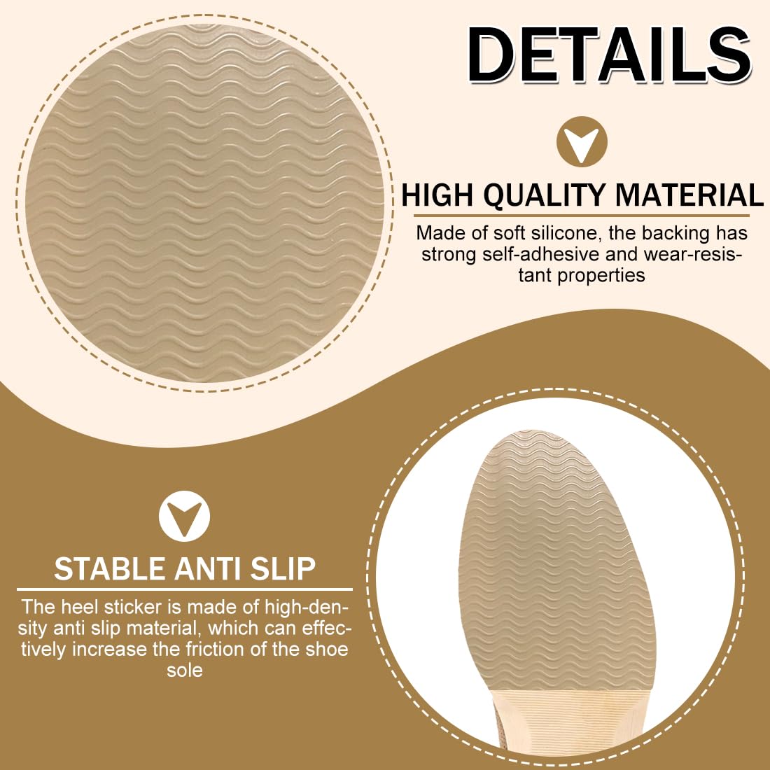 Plantillas de zapatos,Suela antideslizante, plantilla con dibujo de ondas, almohadilla protectora insonorizante en la suela, silicona resistente al desgaste y cortable.