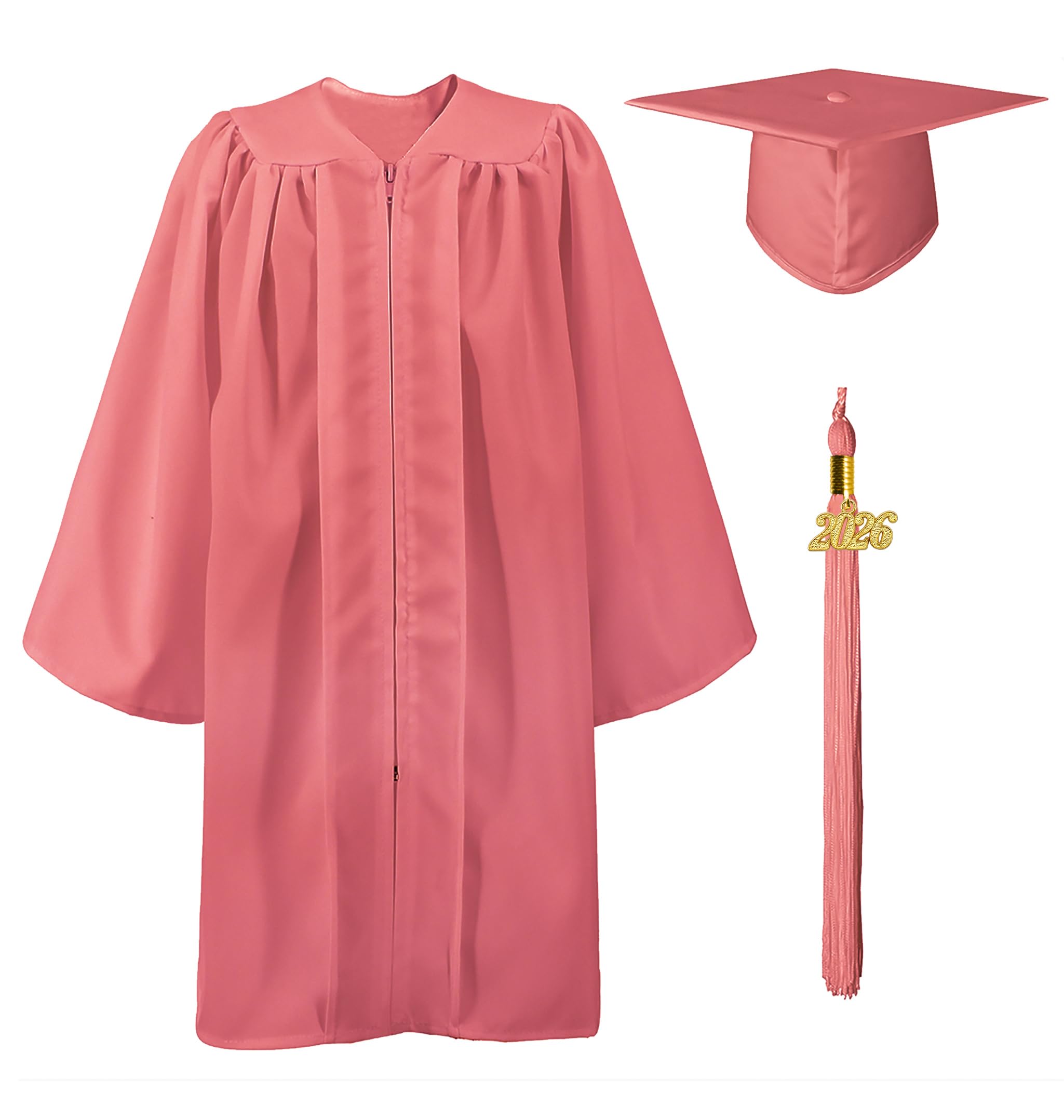 GraduatePro Kids Graduation Cap and Gown with 2025 Tassel Child Nursery Preschool Kindergarten Toddler Costume Outfit Set Pink 27=107-114 โ image 1