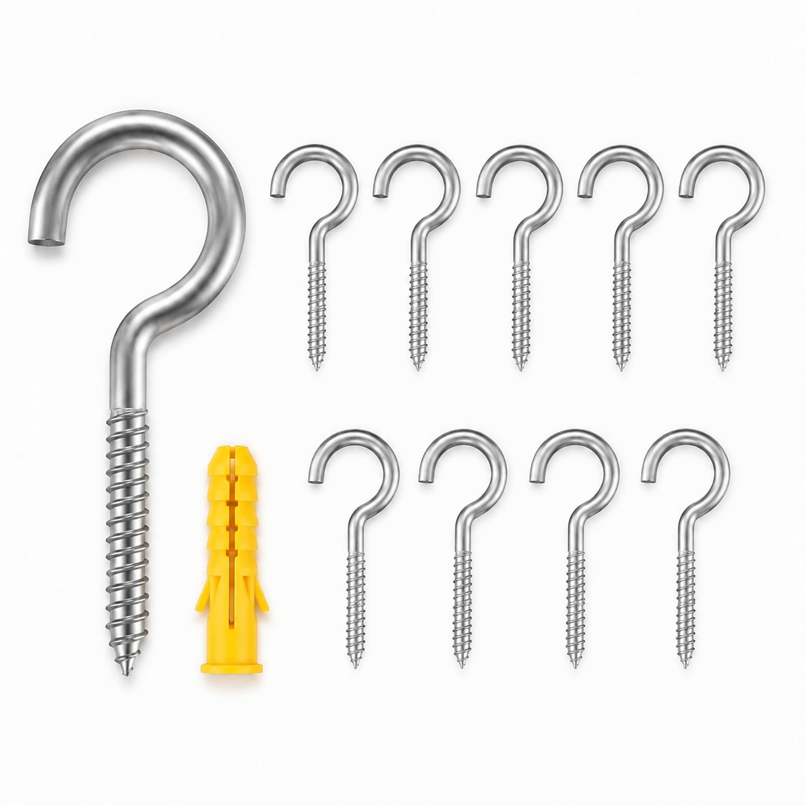 FortWeal Open Eye Screws M6x80mm 10Pcs Stainless Steel Screwin Hooks Heavy Duty Self Tapping Vine Eyes with Wall Plugs Rust Resistant for Wood ClimbingPlants Garden Wire DIY Outdoor Hanging