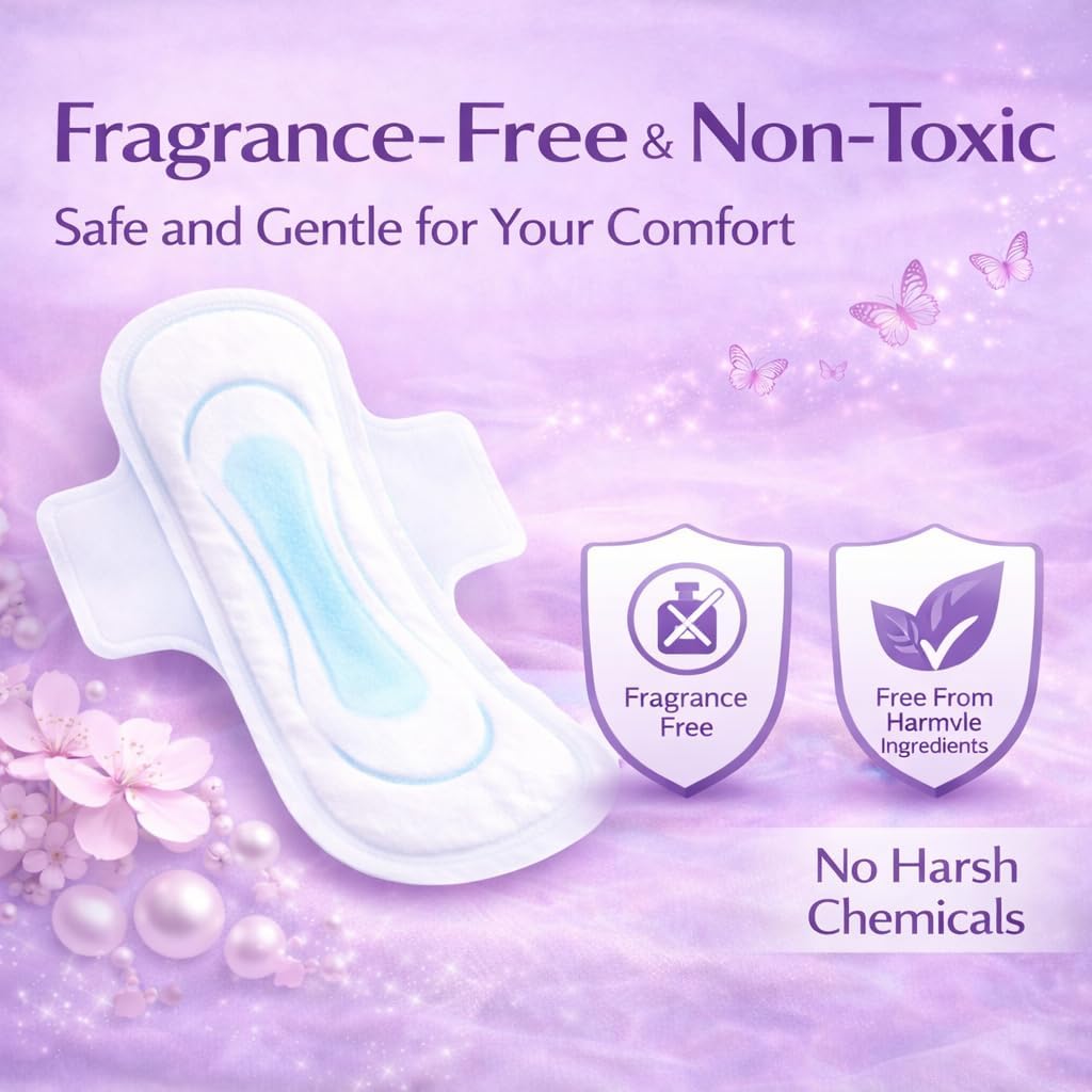 Sanitary Napkin for Women - Ultra Thin Pads with Wings - Size 5 & 90 Count (3 Packs of 30) - Fast Absorbent - Fragrance Free Feminine Pads - Comfort for Regular to Heavy Flow