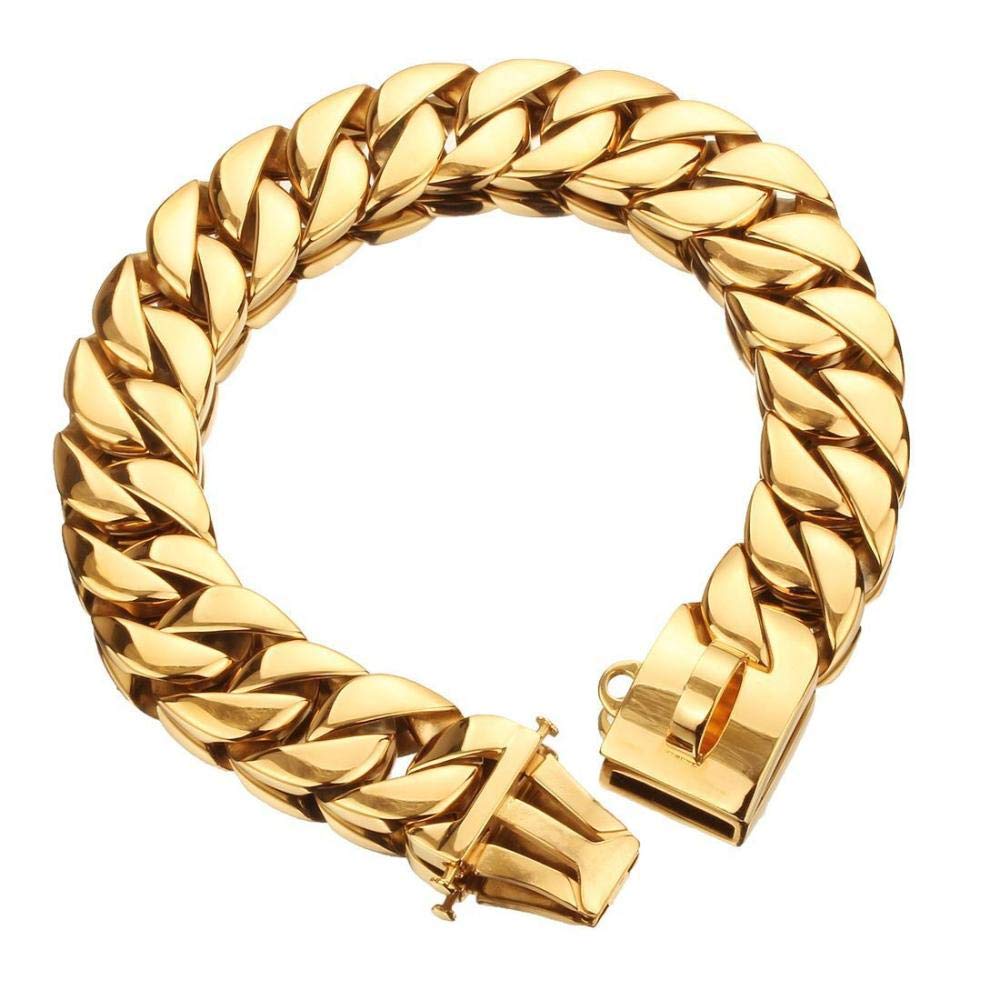LYVQZPWLRPerros con Herramientas, Correa de adiestramiento for Perros de 32 mm, Cadena de Collar for Perro, Dorada, de Acero Inoxidable 316, for Bulldog y Pitbull, Cadena de adiestramiento for Perros