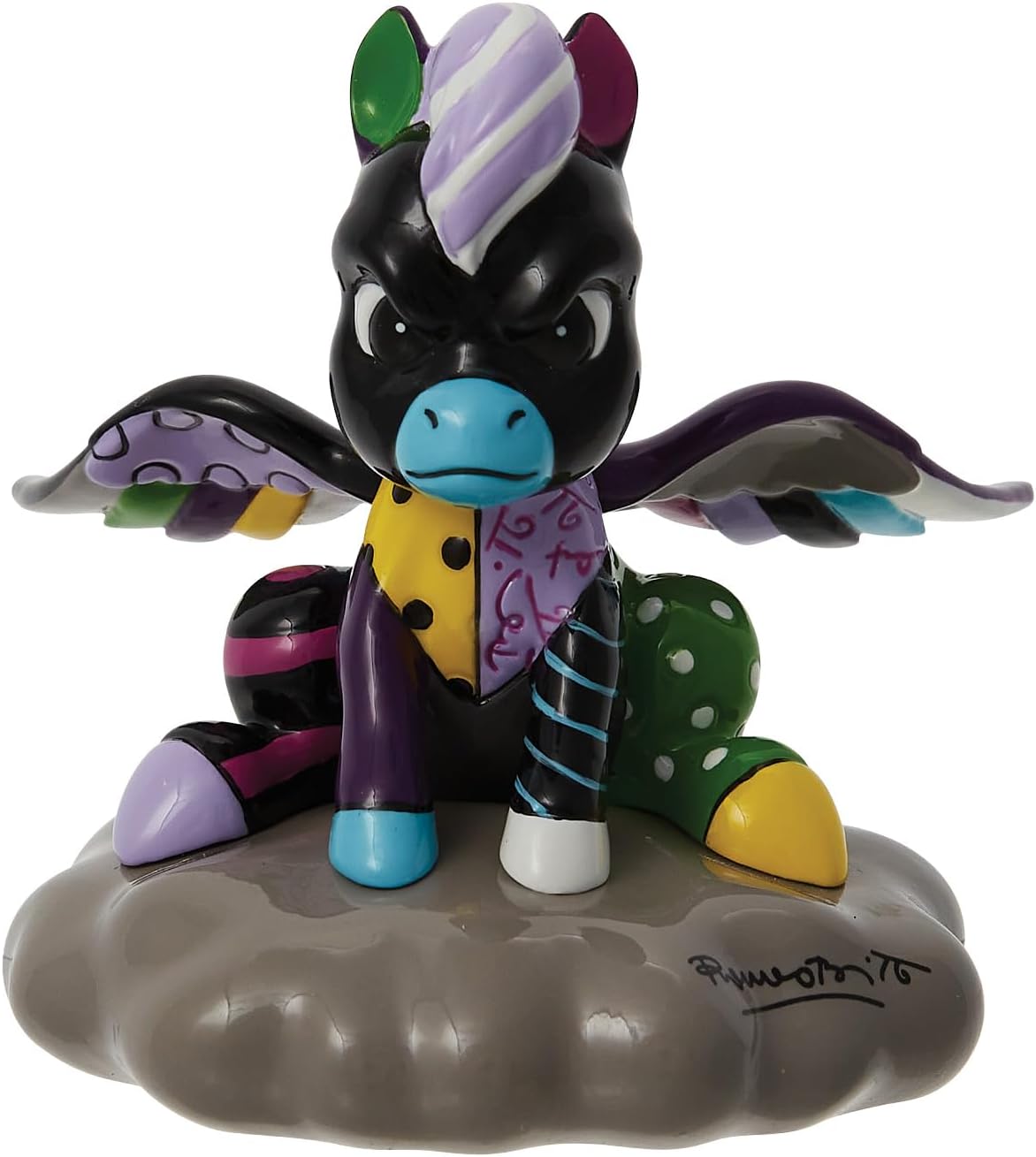 Disney Britto Fantasia Angry Pegasus Sitting on Cloud Miniature Figurine, 3.3 Inch, Multicolor