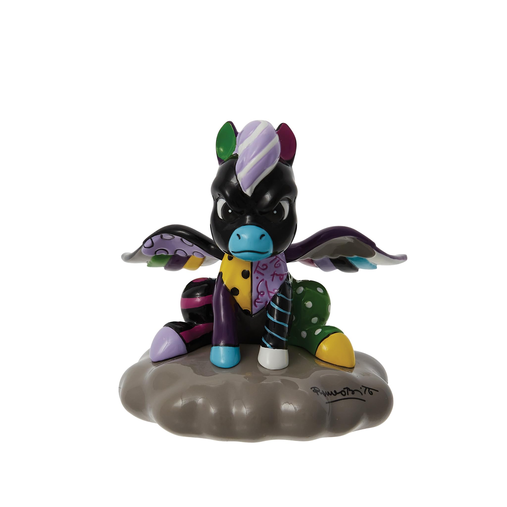 Disney Britto Fantasia Angry Pegasus Sitting on Cloud Miniature Figurine, 3.3 Inch, Multicolor